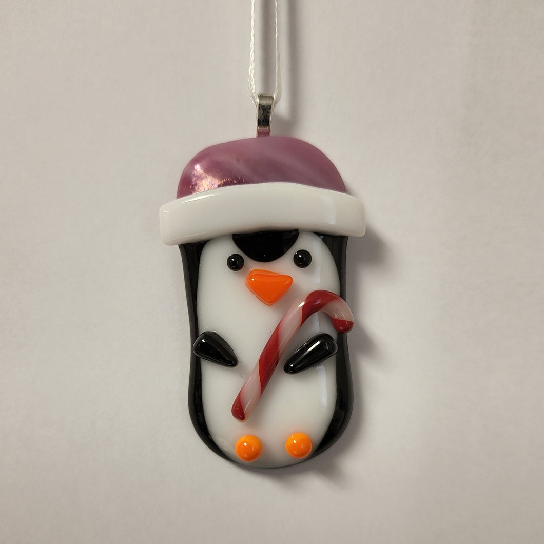 Fused Glass Penguin Ornament